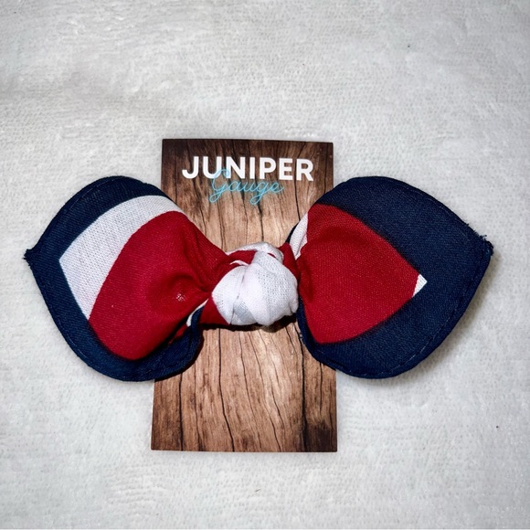 Patriotic Stars and Stripes Bandana Knotted Hair Bow - Picture 11 of 11